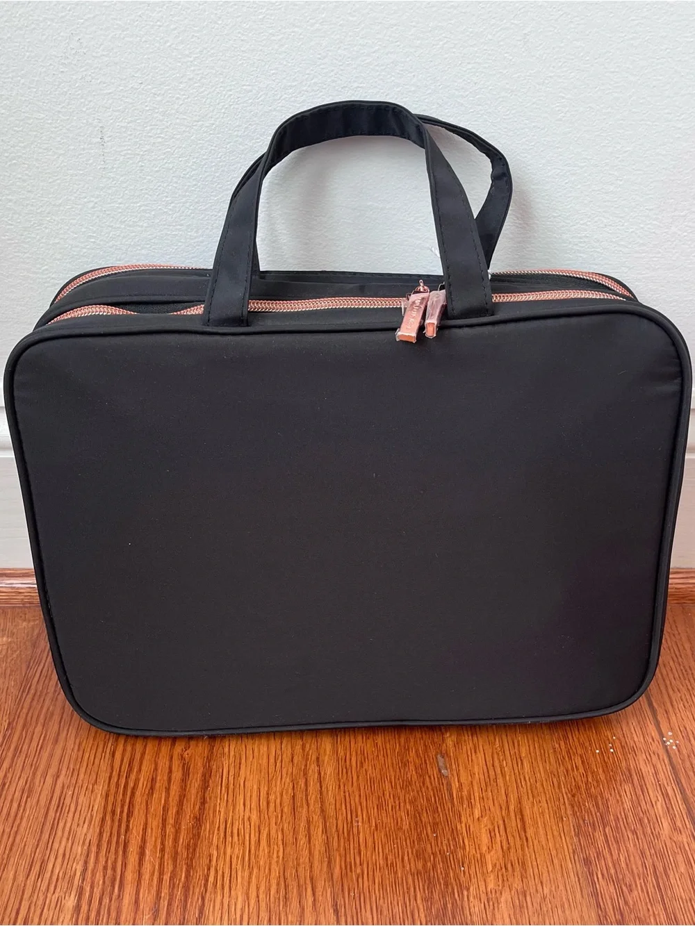 Tartan + Twine Clear Travel Toiletry Bag with Black Organizer Pouches.
